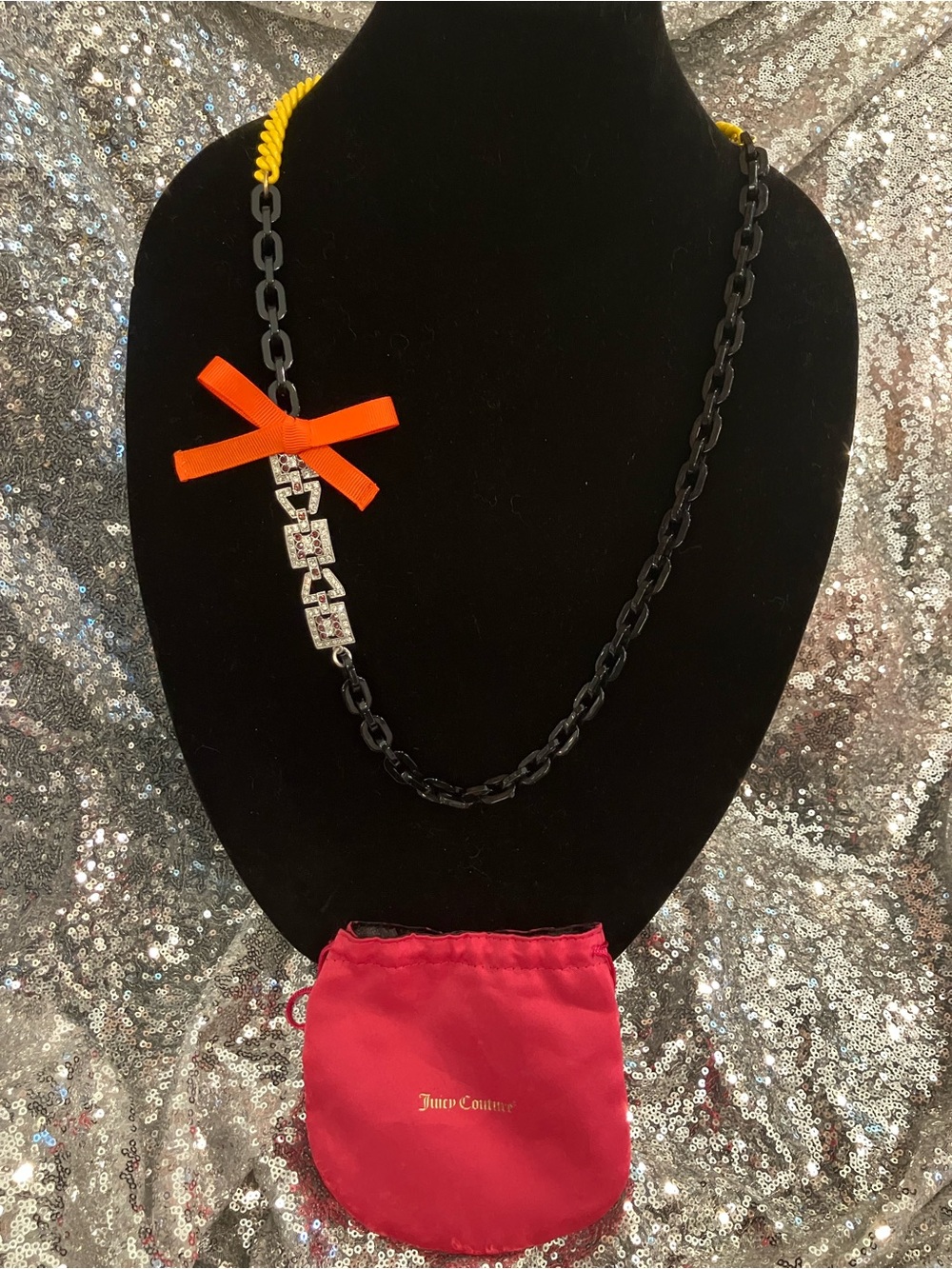 Vintage Juicy Couture Black Mixed Media Necklace